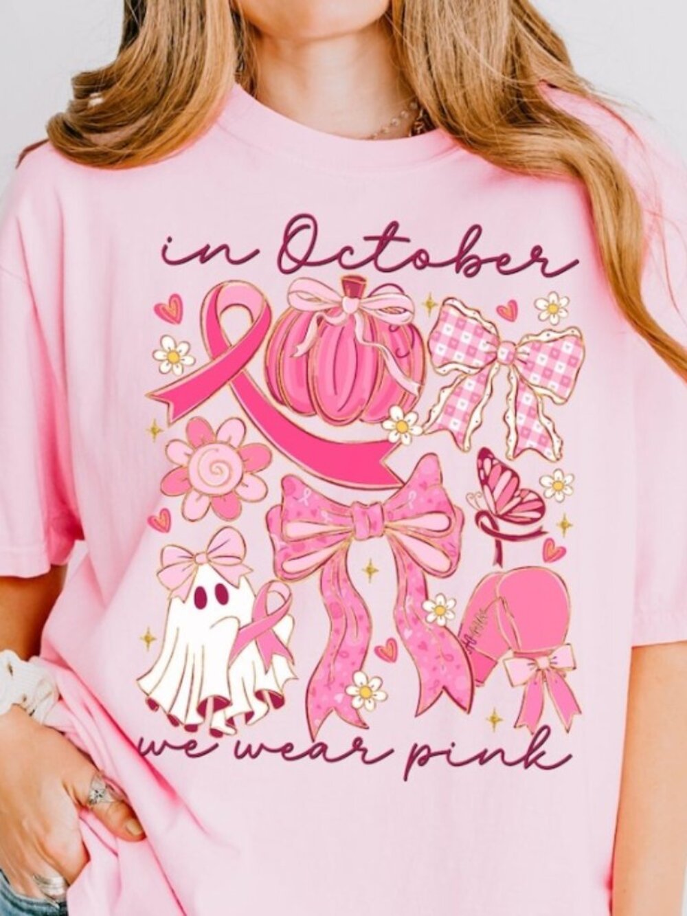 Breast Cancer Awareness Cute Ghost Tee